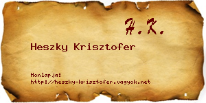Heszky Krisztofer névjegykártya